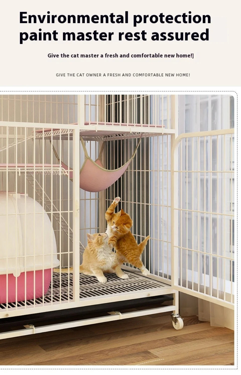 Modern Iron Mesh Cat Cage Creative Pet Villa Duplex Luxury Cats House Dogs Kennel Large Space Free Activity Cat House Pet Supply