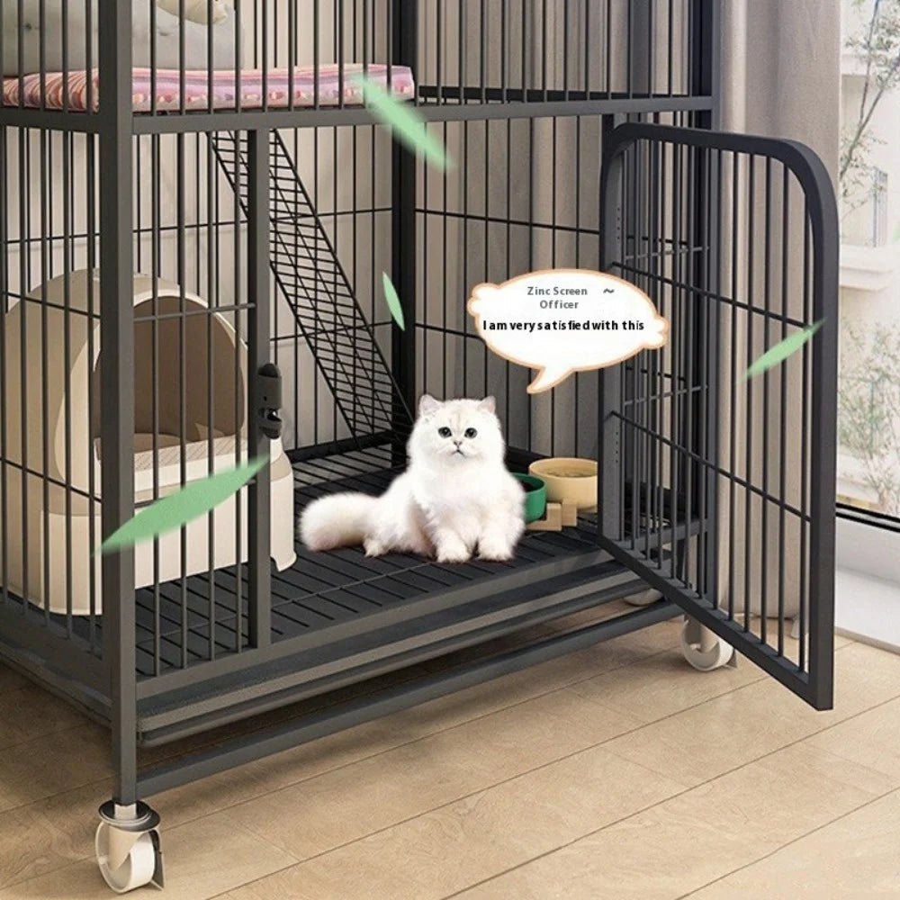 Modern Iron Mesh Cat Cage Creative Pet Villa Duplex Luxury Cats House Dogs Kennel Large Space Free Activity Cat House Pet Supply