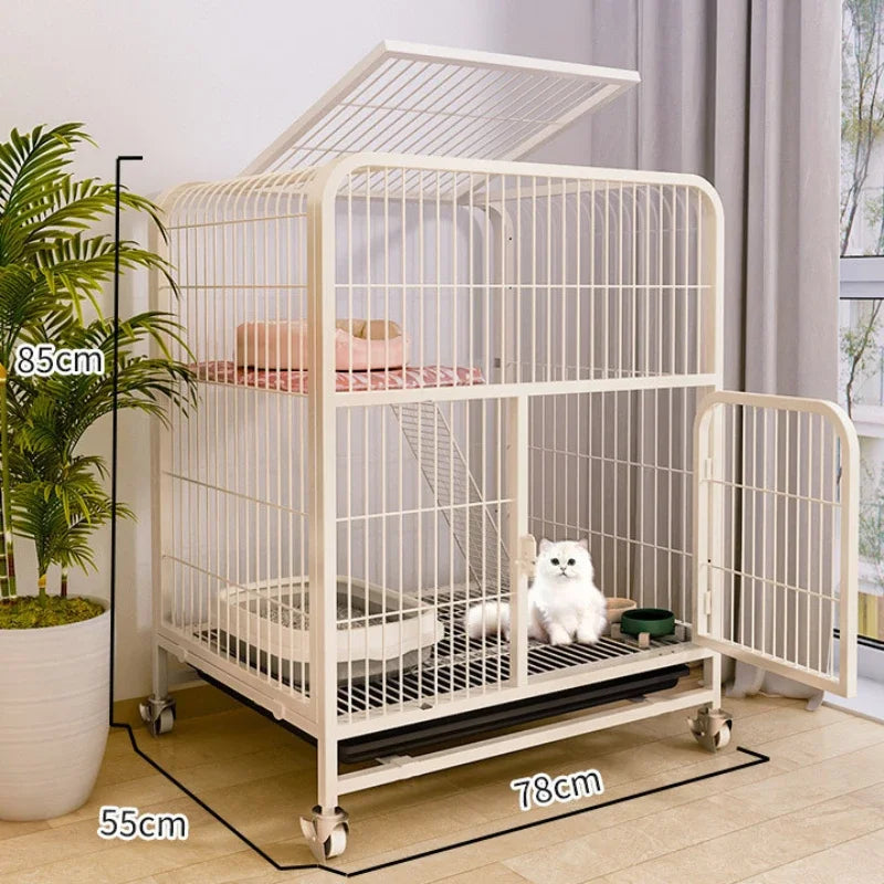 Modern Iron Mesh Cat Cage Creative Pet Villa Duplex Luxury Cats House Dogs Kennel Large Space Free Activity Cat House Pet Supply
