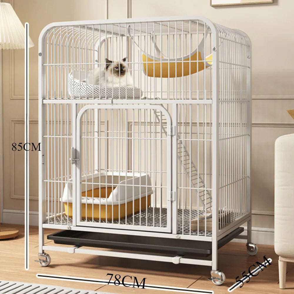 Modern Iron Mesh Cat Cage Creative Pet Villa Duplex Luxury Cats House Dogs Kennel Large Space Free Activity Cat House Pet Supply