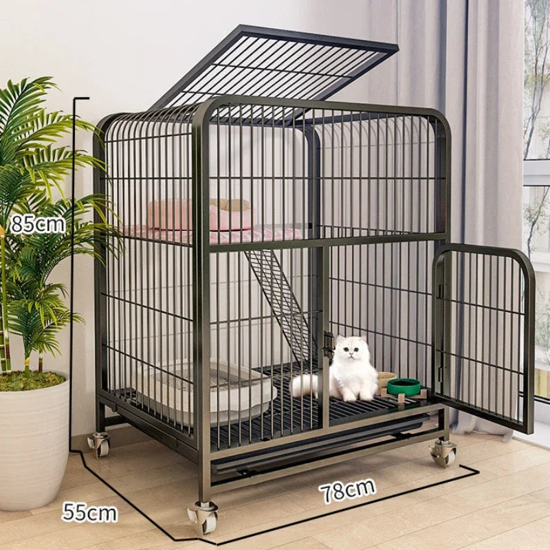 Modern Iron Mesh Cat Cage Creative Pet Villa Duplex Luxury Cats House Dogs Kennel Large Space Free Activity Cat House Pet Supply