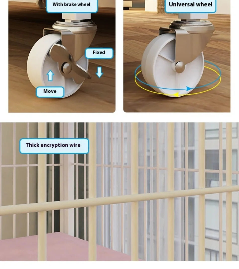 Modern Iron Mesh Cat Cage Creative Pet Villa Duplex Luxury Cats House Dogs Kennel Large Space Free Activity Cat House Pet Supply