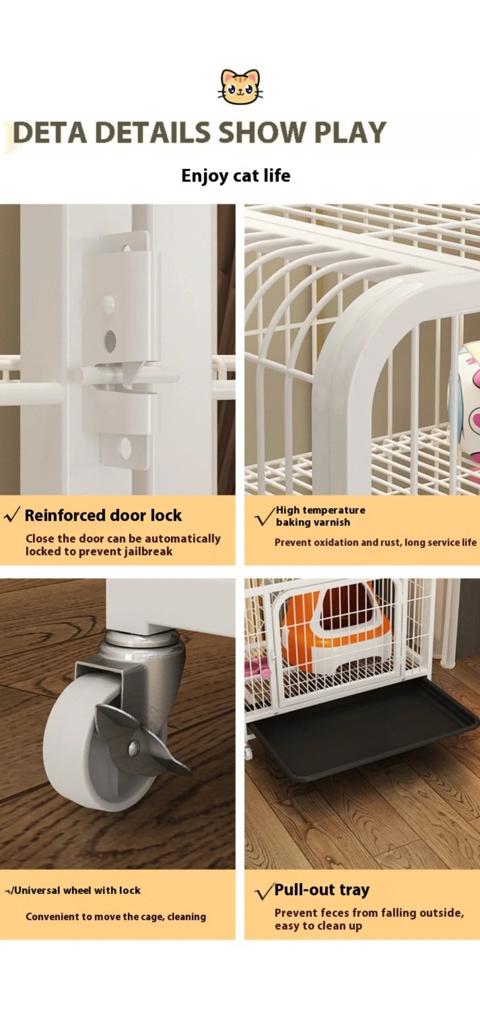 Modern Iron Mesh Cat Cage Creative Pet Villa Duplex Luxury Cats House Dogs Kennel Large Space Free Activity Cat House Pet Supply
