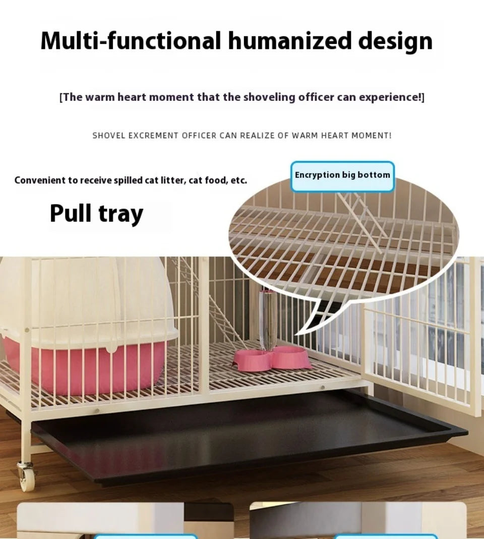 Modern Iron Mesh Cat Cage Creative Pet Villa Duplex Luxury Cats House Dogs Kennel Large Space Free Activity Cat House Pet Supply