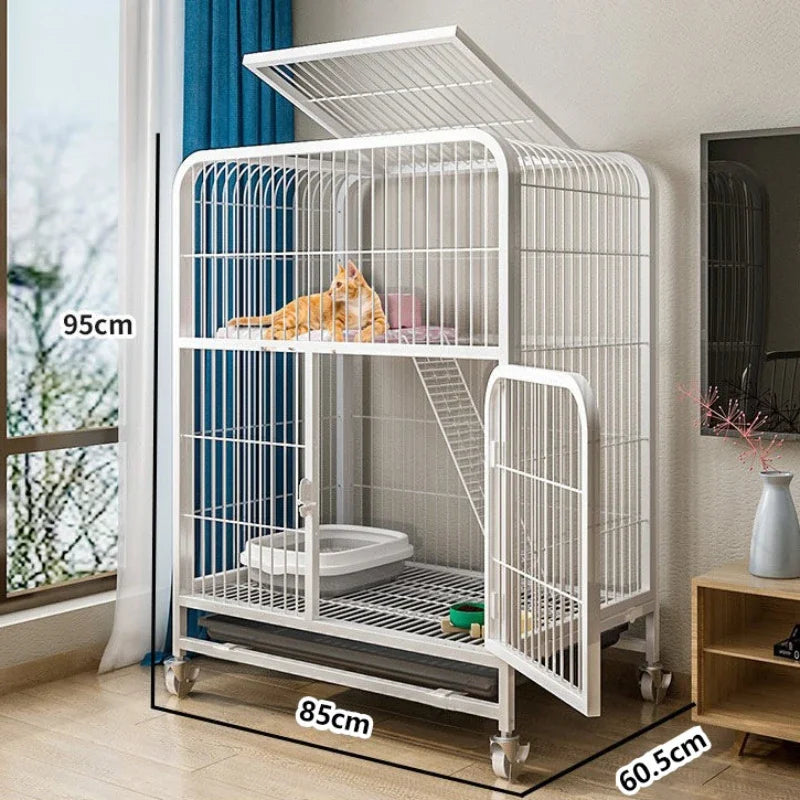 Modern Iron Mesh Cat Cage Creative Pet Villa Duplex Luxury Cats House Dogs Kennel Large Space Free Activity Cat House Pet Supply