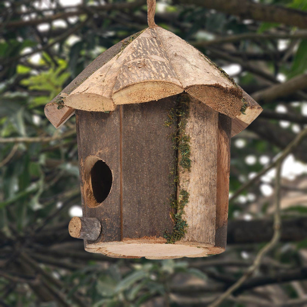 Wooden Bird Nest – Natural Garden Decor Birdhouse