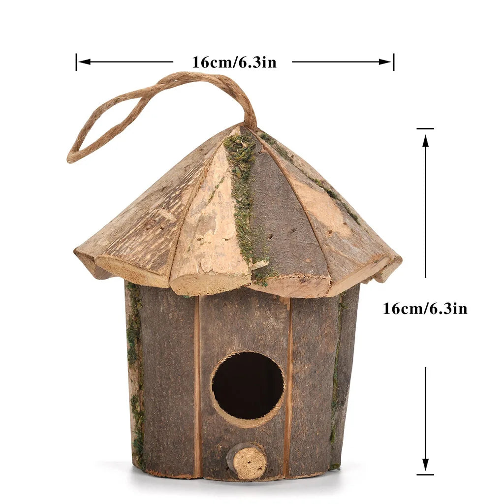 Wooden Bird Nest – Natural Garden Decor Birdhouse